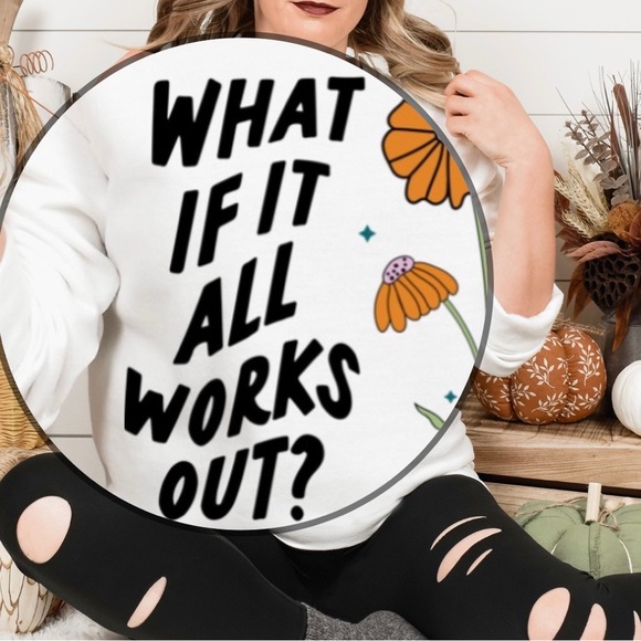 What if it all works out mental health crewneck sweatshirt oversized large - Picture 5 of 11